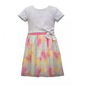 Bonnie Jean Girls Short Sleeve Knit Dress w/ Tie Dye Skirt Attached Size 8 NEW!